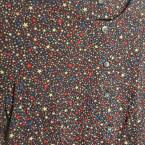 Madewell Studio Ruffle-Hem Top in Starry Night Black Star Print XXS 100% Cotton - Picture 4 of 16